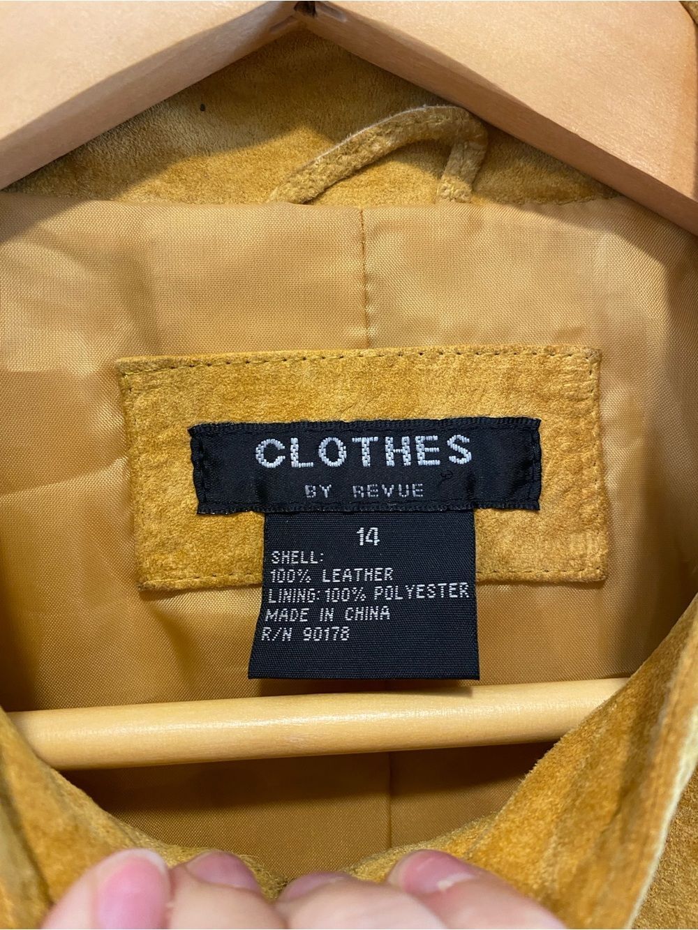 Vintage Y2K Genuine Suede Jacket womens sz 14 100% leather Buckle full zip honey - Picture 4 of 12